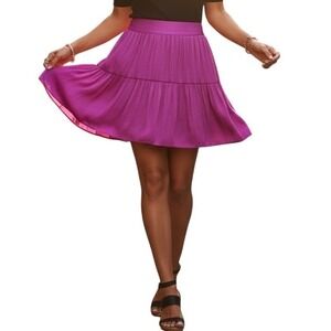 Naked Zebra Mini Skirt Size S Tiered Purple Flowy Y2K Skater Boho Trendy Street